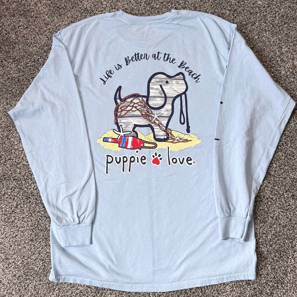 Light Blue 'Puppy Love' Long Sleeve Shirt